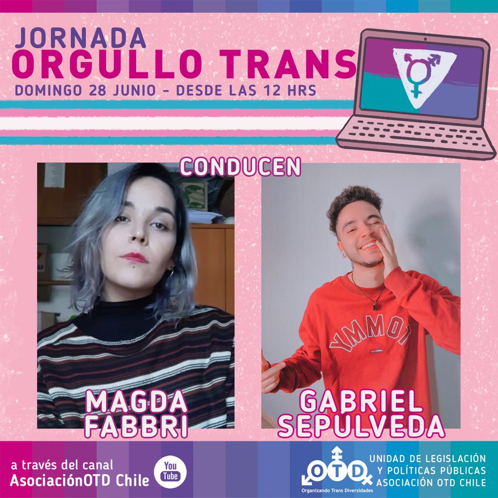 OTDChile's tweet photo. Pueden ver #ENVIVO la Jornada de #OrgulloTrans a través de #YouTube 🔗https://t.co/zS0WmQkWq8

#Pride https://t.co/FsMIZw4FV3
