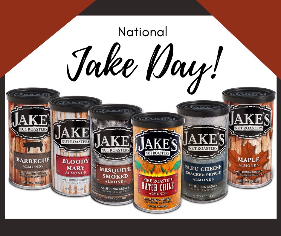 StewartJasper's tweet photo. WHY IS IT OUR FAVORITE DAY, YOU ASK?? It's 😎National Jake Day!!!😎 &amp; we want to celebrate! 🥳 Use code: JAKEDAY10 for 10% off our Jake's Nut Roasters products all day!! ✨Shop >> https://t.co/8WUYf3VpHh ✨

*FREE SHIPPING on min. purchase $25, excludes chocolate; valid 6/28* https://t.co/KUkWeYJD0U