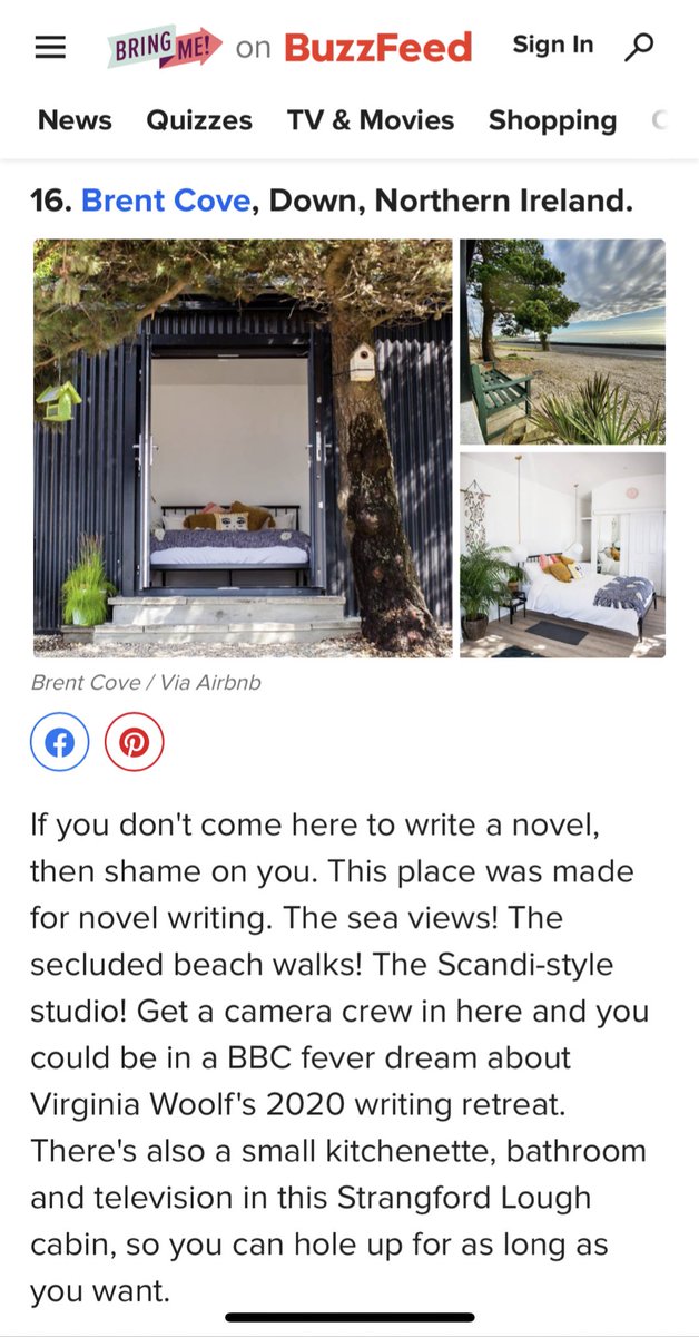 Delighted to have <a href="/brentcove/">Brentcove</a> featured in <a href="/BuzzFeed/">BuzzFeed</a> <a href="/BuzzFeedUK/">BuzzFeed UK</a> list of most unusual <a href="/Airbnb_uk/">Airbnb UK</a> places to stay! 
Thanks guys 🎉
buzzfeed.com/emmacooke24/un…