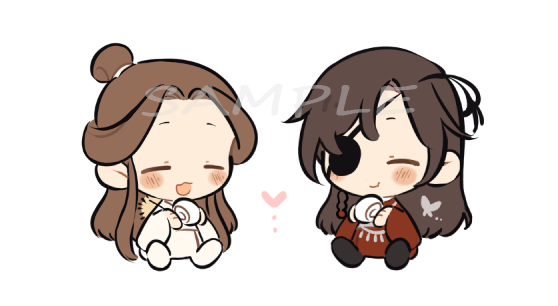 eyepatch 2girls chibi multiple girls brown hair closed eyes long hair  illustration images