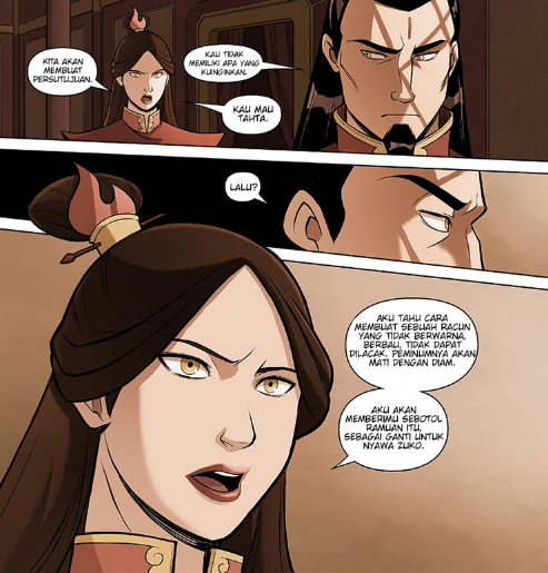 Emaknya Zuko sangat sayang sekali dengan anaknya.. sampe akhirnya dia bikin deal-dealan sama gue biar Zuko ga dibunuh... Emak memang selalu sayang sama anaknya.. huhuhu