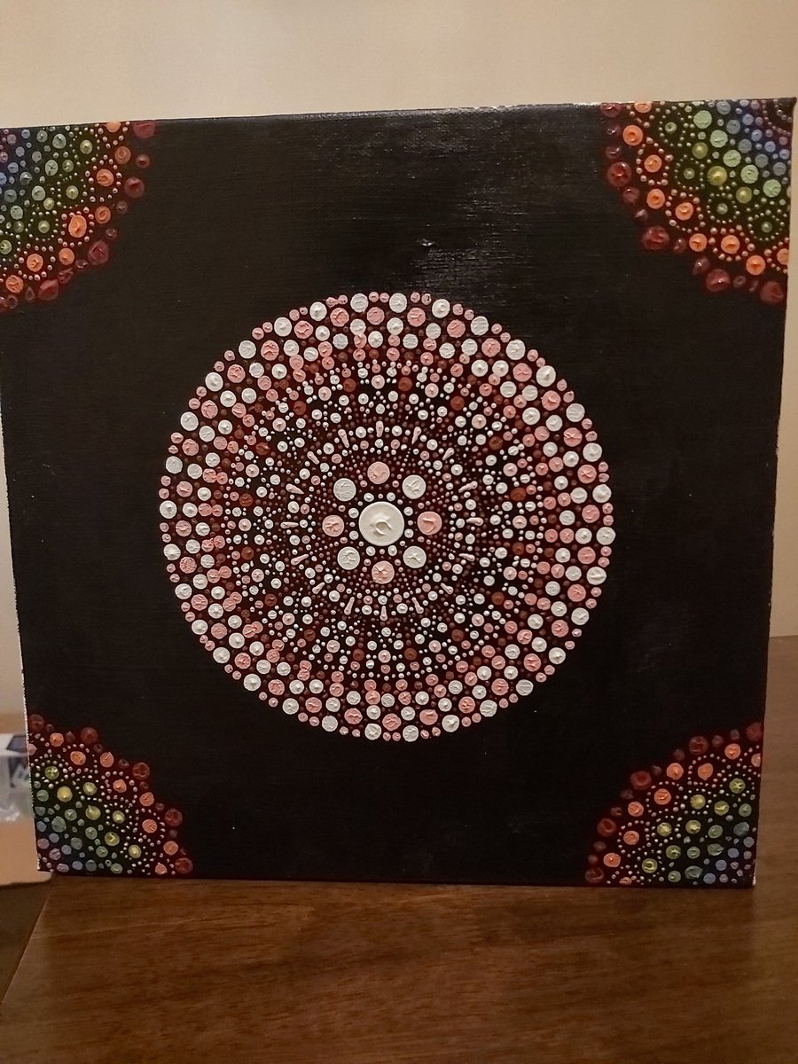 Kaajal_CompSci's tweet photo. Number 17 - Got to spend the day painting with my daughter.... Here are our masterpieces #rmnotgoingout #MandalaArt #dottedmandala #ArtTherapy #quarantineart https://t.co/cqVz4PRJ90