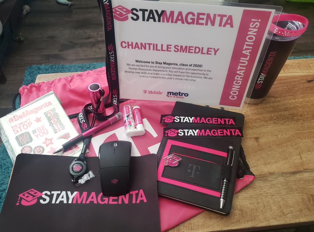 Just opened up my #StayMagenta care package and I am even more excited to start this program 7/6!! 😁😁😁#HRInternship #StayMagenta2020 #CareerDevelopment #CareerGoals