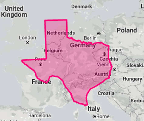 Synthetic Teapot On Twitter Have You Ever Seen The State Superimposed Over The Map Of Europe Texas Is Huge Lol Https T Co 6fj1qacldv