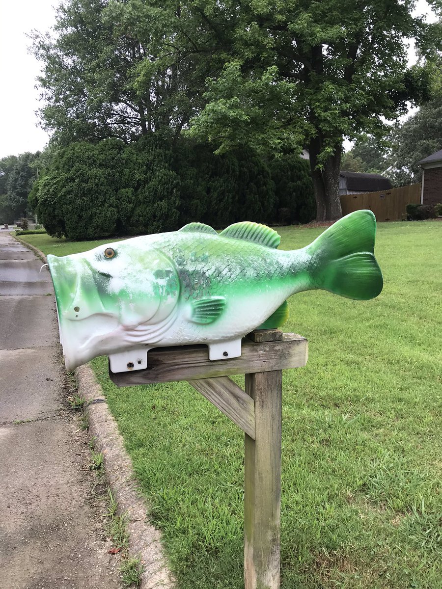 AmyCole501's tweet photo. Quick easy treadmill #run today so no good pics to share...except this one I took yesterday of my mom’s neighbor’s mailbox. #mailboxgoals #RWRunStreak #funfish https://t.co/KL542Dmlrk