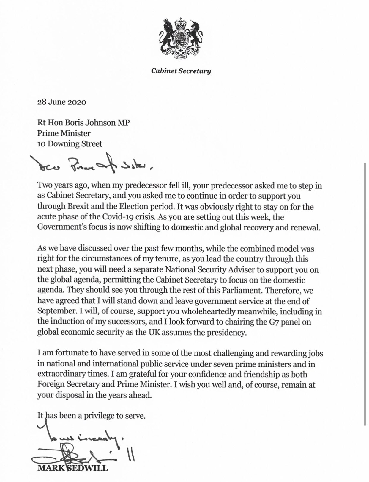 Paul Brand on Twitter "Here’s Boris Johnson’s handwritten letter to