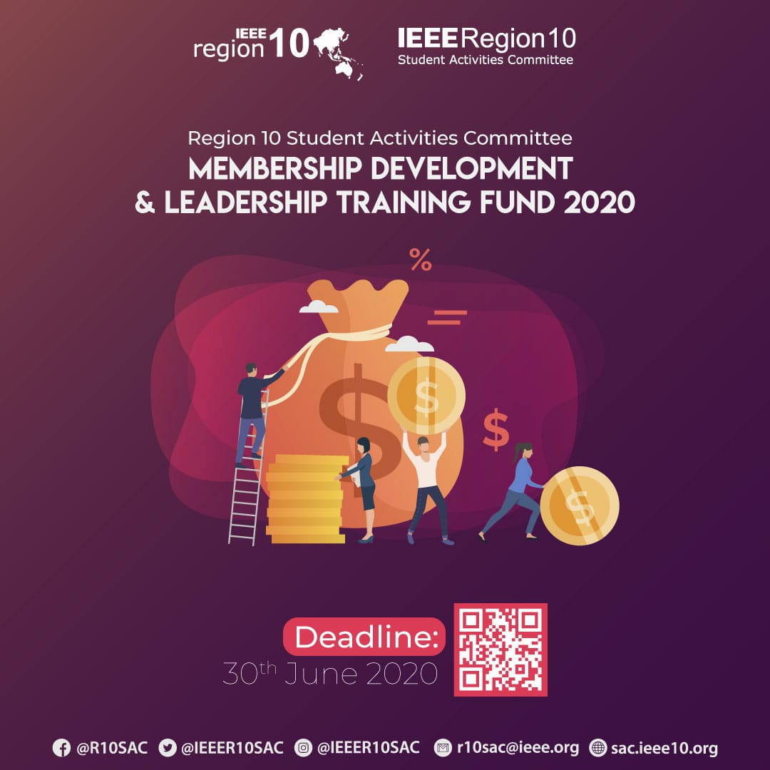 IEEER10SAC's tweet image. Reminder : [CALL FOR PROPOSALS] 

IEEE R10 SAC Membership Development and Leadership Training (MDLT) Fund.

Each selected project will be funded a maximum of US$ 400.
Deadline: 30th June 2020

For more information visit: sac.ieeer10.org/r10-sac-member…