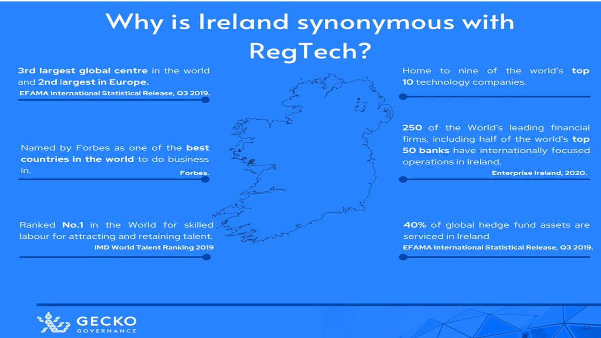 FinTechIreland's tweet photo. "Why is Ireland Synonymous with #Regtech?"

Listen to Elizabeth McKeever of globally scaling 🇮🇪 founded @GECKOgovernance explain at 33mn 10secs https://t.co/8BjQ2AZEY4.  

Get the 16 June Event slides by subscribing at https://t.co/YC1dvUQBbX. We'll email link.

@RegTechIreland https://t.co/mva2cEI1s9