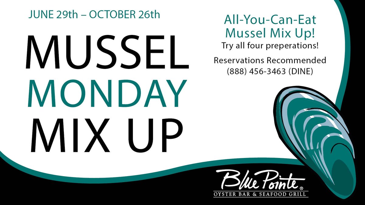 BluePointeFL's tweet image. All You Can Eat Mussel Mix Up on Mondays! From June 29th to October 26th. See you tomorrow!
