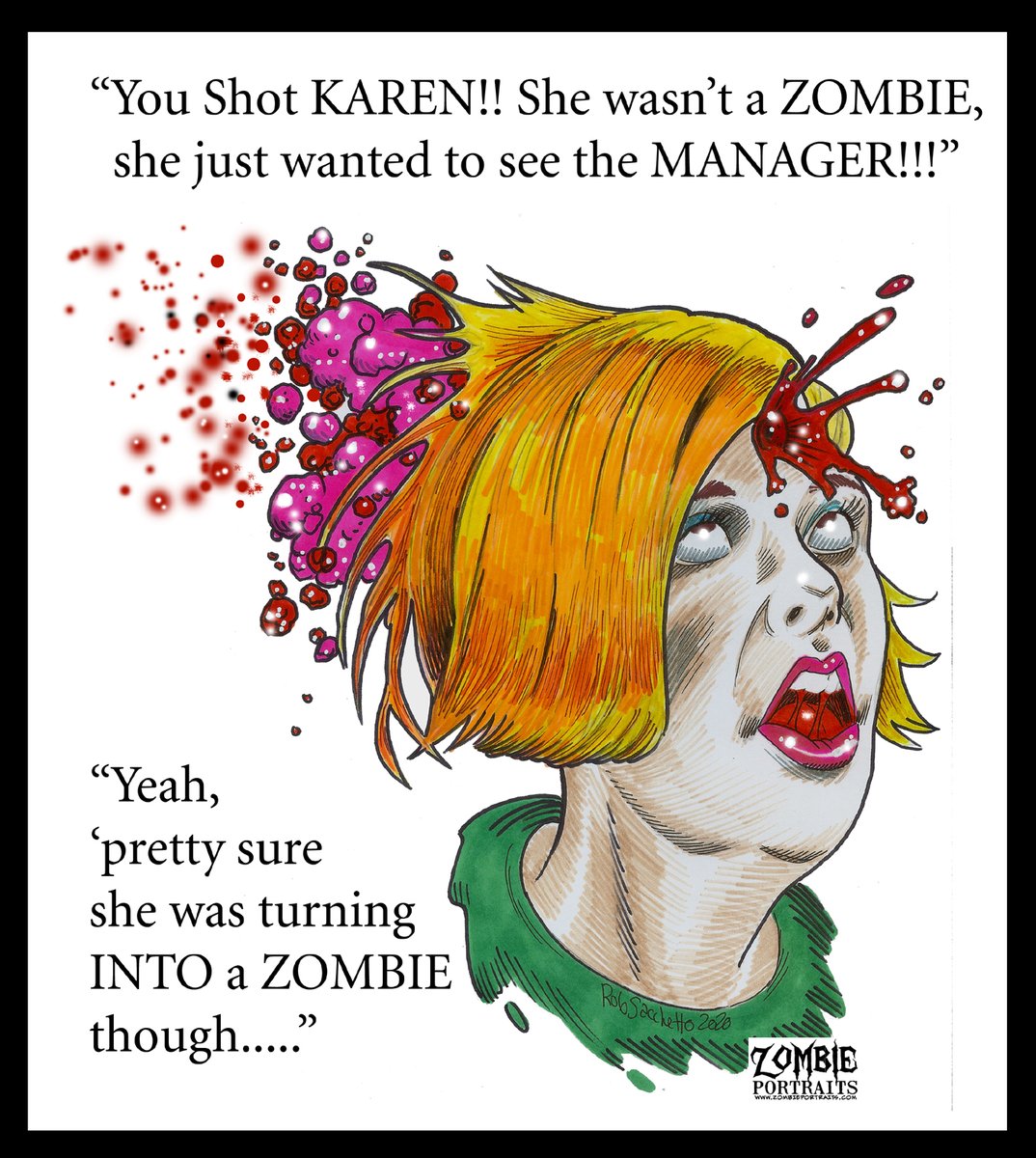 Today I give 'Zombie' Karen her comeuppance in the latest Zombie Art post on Zombie Daily! #karen #karenmeme #karenmemesarehilarious #zombiekaren #karenkilled #zombieart #zombieportraits #robsacchettoart #sacchettozombieart #zombie #zombies