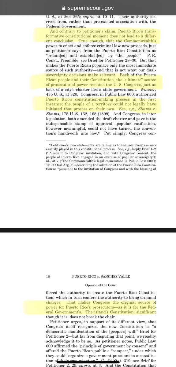 I say contradictory because, ultimately,  is subject to the plenary powers of Congress under Article IV, Section 3 of the U.S. Constitution (which, btw, treats us as “property” to this day). This was reaffirmed years later by SCOTUS in Pueblo v. Sanchez Valle.