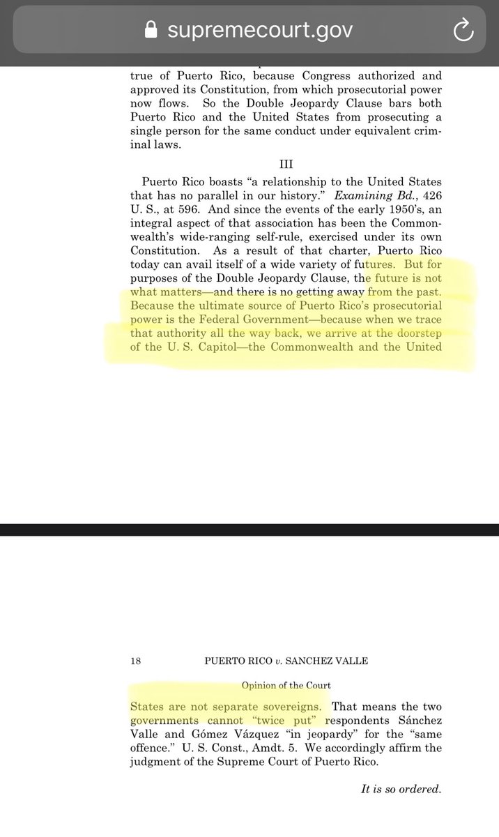 I say contradictory because, ultimately,  is subject to the plenary powers of Congress under Article IV, Section 3 of the U.S. Constitution (which, btw, treats us as “property” to this day). This was reaffirmed years later by SCOTUS in Pueblo v. Sanchez Valle.