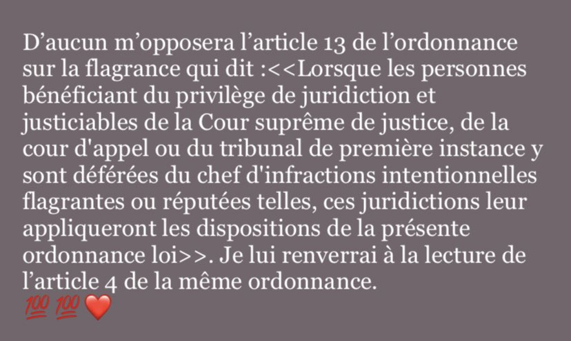 IurisBbb's tweet photo. Article 23
Toute personne a droit à la liberté d’expression.
Ce droit implique la liberté d’exprimer ses opinions ou ses convictions, notamment par la parole, l’écrit et l’image, sous réserve du respect de la loi, de l’ordre public et des bonnes mœurs. MERCI! https://t.co/OGzuaQDUSz