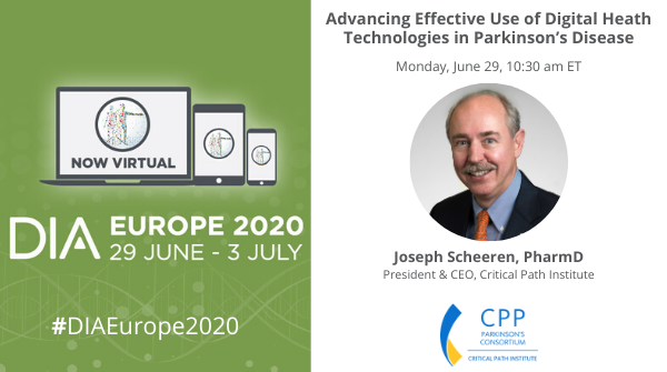 CPathInstitute's tweet photo. #CPath @CPathCEO Joseph Scheeren will chair Advancing Effective Use of Digital Heath Technologies in #Parkinsons Disease at @DrugInfoAssn #DIAEurope2020, Monday, 6/29, 10:30am ET. Register: https://t.co/S7dz8hnU4c #globalhealth #CPP #PD #drugdevelopment #datasharing #consortium https://t.co/YvkDa68v8x
