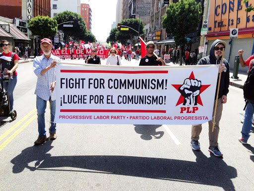 Fully embracing an ideology of Marxism-Leninism-Stalinism, the *Progressive Labor Party’s* logo is a red star behind a raised clenched fist w/ “Fight For Communism”Progressive Labor Party worked w/ the Black Power movement & Students for a Democratic Society (SDS)