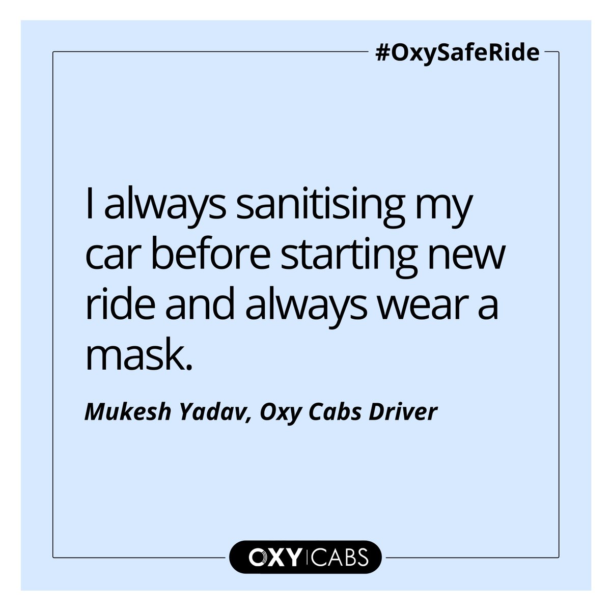 OxyCabs's tweet photo. Oxy Cabs always care for everyone. Our Captain's always sanitising car before starting a new ride and always wear a mask. #OxySafeRide https://t.co/FT5XE4zaKE