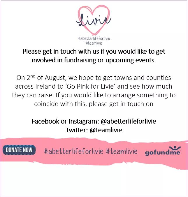 After some devastating news on Dan's eligibility for #zolgensma, The Donoher family &amp; <a href="/DoItForDan201/">do it for Dan 20</a> have made an incredible gesture &amp; pledged €1,000,000 toward the cost of Livie's treatment 💕
#teamlivie #abetterlifeforlivie #doitfordan
Please read the attached for more info...