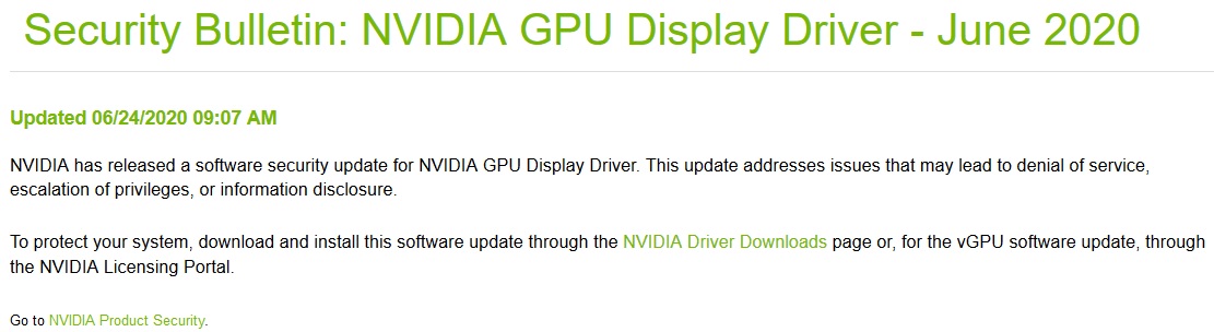 Richard_S81's tweet image. #Hacking #CodeExecution #NVIDIA #Malware #Vulnerability #CyberCrime #CyberAttack #CyberSecurity
NVIDIA released security patches for a dozen vulnerabilities in GPU display drivers and vGPU software, including code execution issues.
nvidia.custhelp.com/app/answers/de…