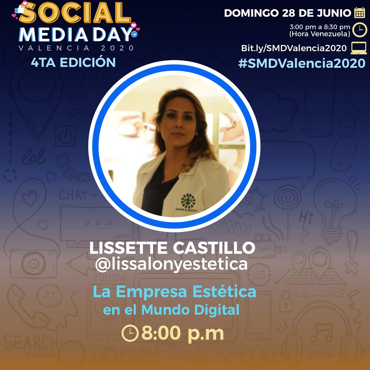 SYimin's tweet photo. Ya iniciamos la última ponencia del día de hoy sobre la empresa estética en el mundo digital por Lissette Castillo en #SMDValencia2020 https://t.co/t5nO4iXIkm