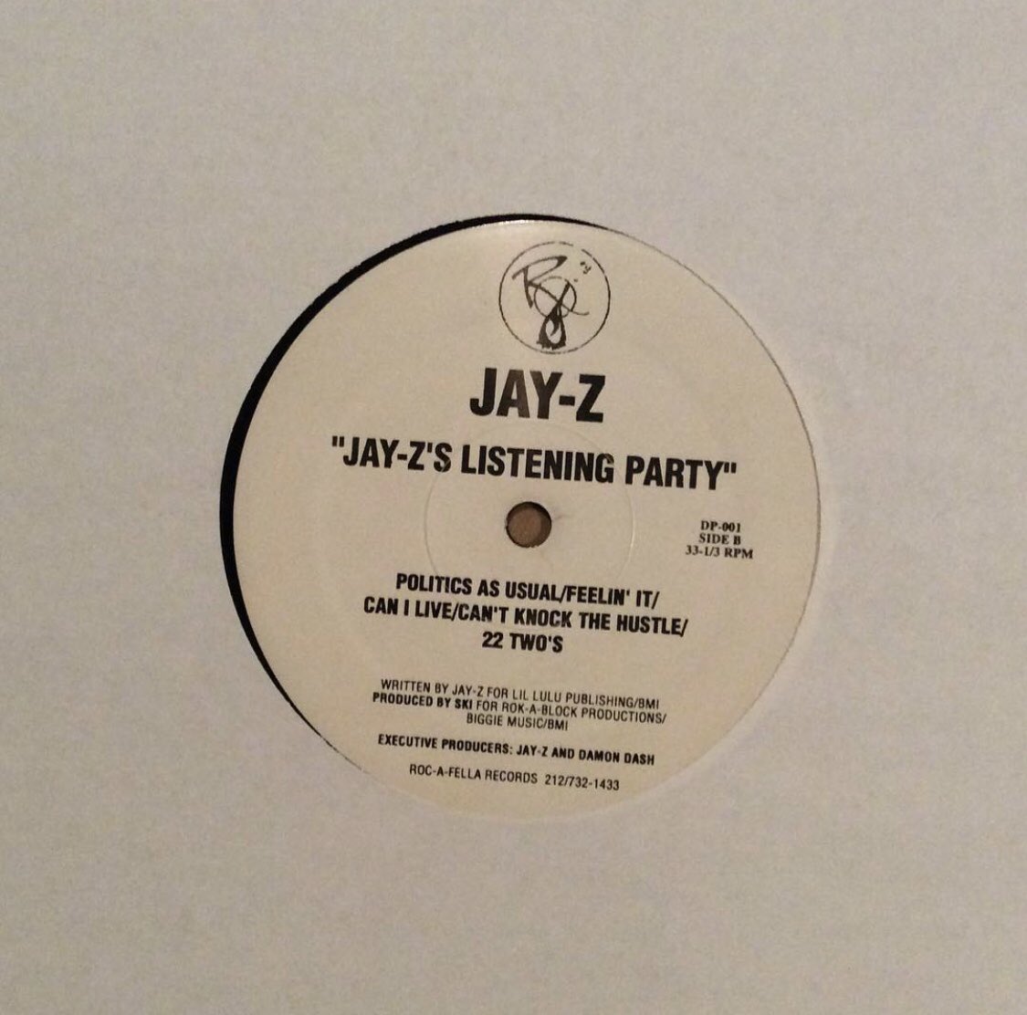1995, JayZ’s 1st official press shoot x Dead Presidents pt1/ 5 Track Reasonable Doubt sampler vinyl. JayZ, Dame & the rest of the Rocafella team stocked NYC shelves with these vinyls. S/O  @AintNoJigga for posting pics of the A/B side vinyl.