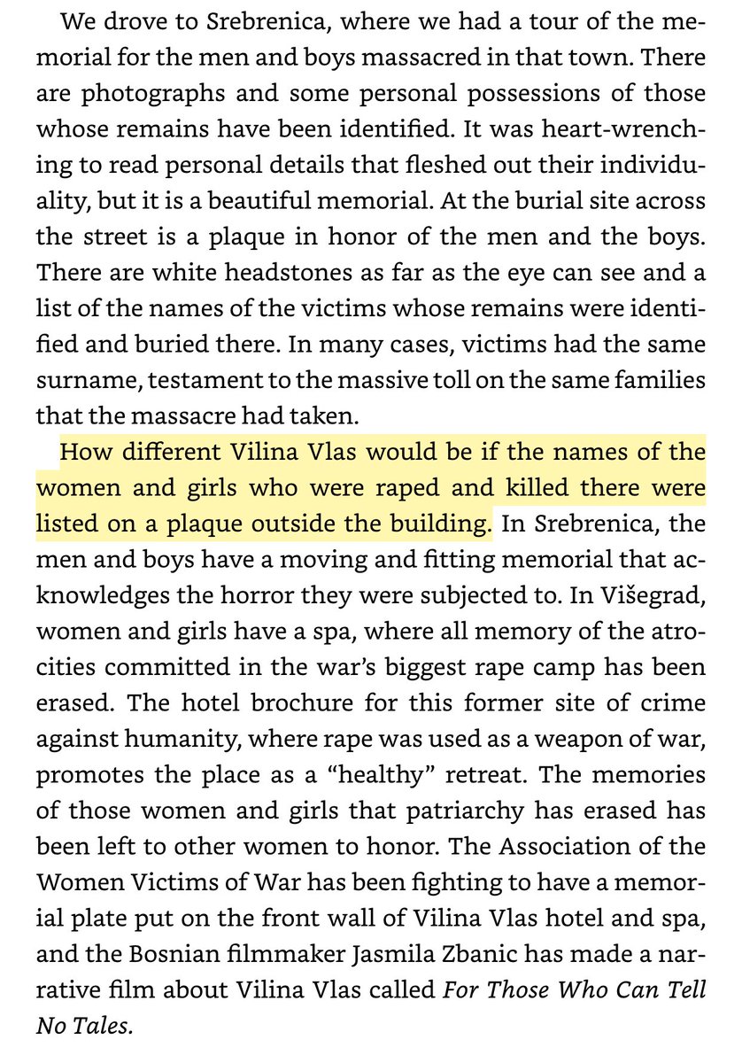 After  #VilinaVlas, Nidzara and Edin took me to  #Srebrenica so that I could pay respect to the 8,000 men and boys genocided by Serb paramilitary there. The victims have a beautiful memorial. How different Vilina Vlas would be if the names of the women and girls were memorialized.