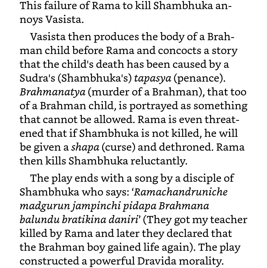 Tripuraneni attacked the Aryan culture and tried to construct a Dravida/Sudra/a identity. SS explaining the final act of his play Shambuka Vadha