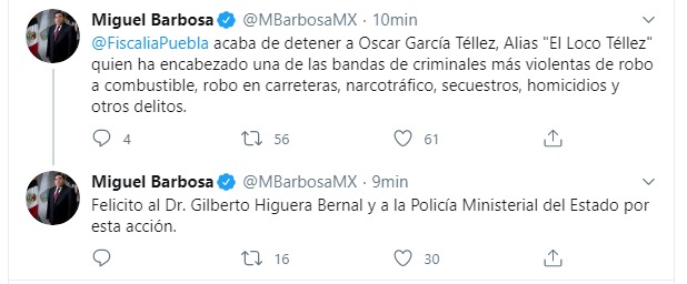 El Gobernador, <a href="/MBarbosaMX/">Miguel Barbosa ✞</a> anuncia la captura de Oscar García Téllez, Alias "El Loco Téllez," uno de los lideres criminales más buscados en #Puebla.