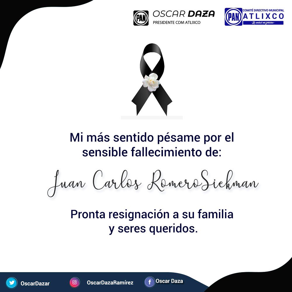 oscardazar's tweet photo. Pronta resignación al coordinador de los diputados federales del PAN y a toda su familia, mi más sentido pésame 🙏🏻 https://t.co/pmwbyQgEqm