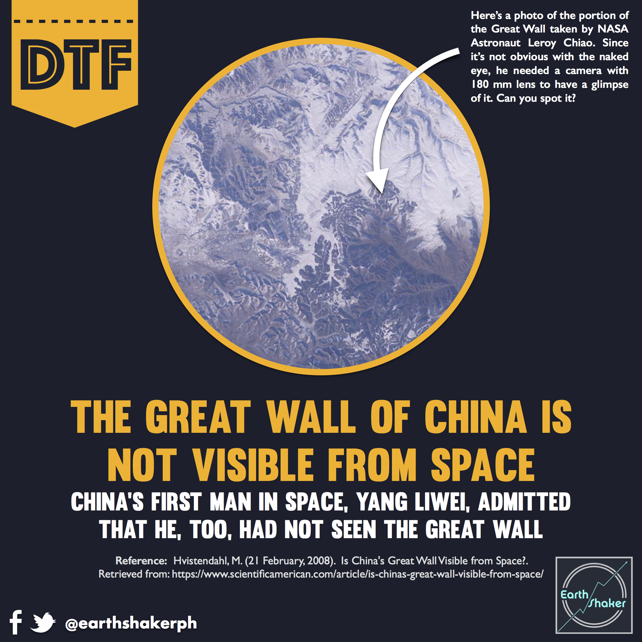 DidYouKnow - The only man made structure visible from space is the Great  Wall of China. #Chi…