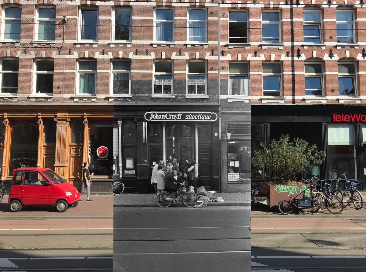 The driving school is long gone. The sidewalk has been broadened.