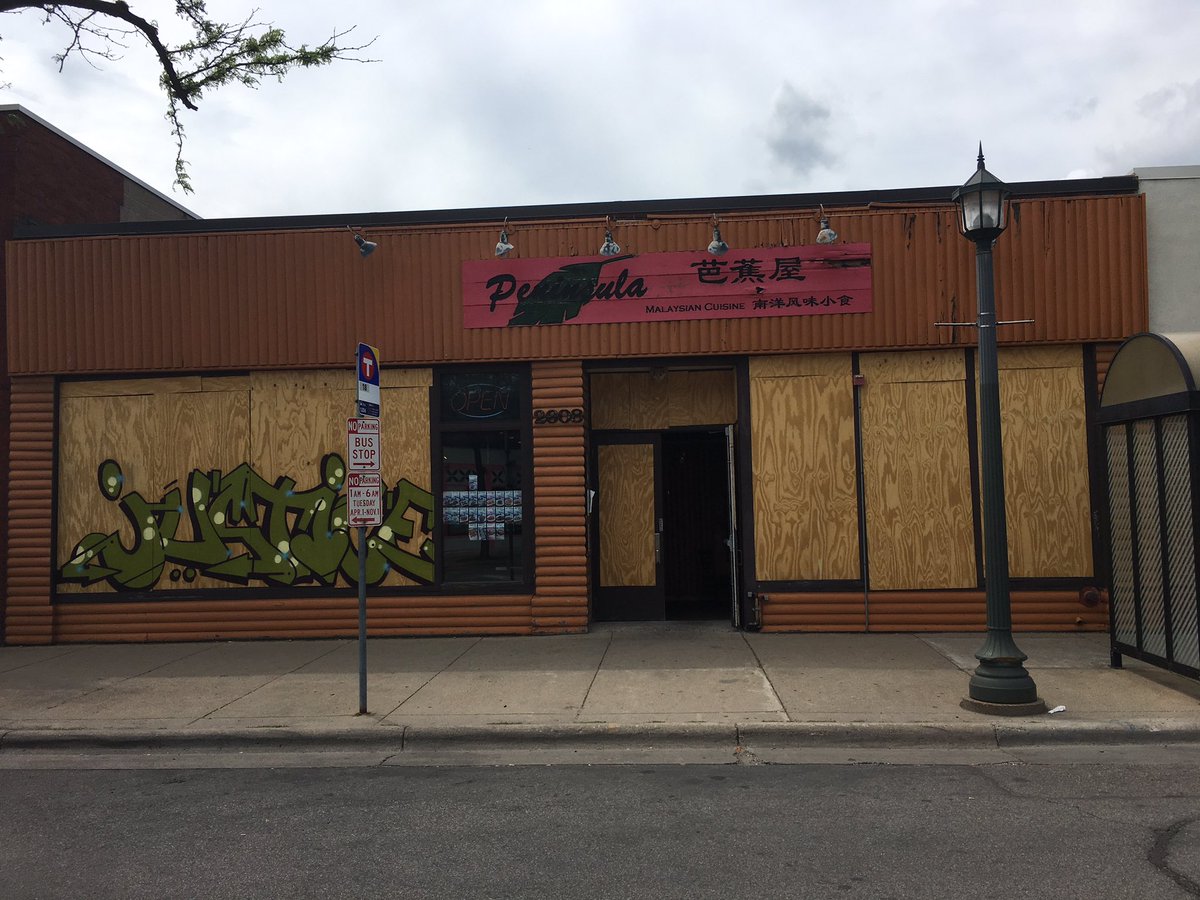 Just down the street, a Malaysian restaurant is boarded up, but has resumed business. As has a Vietnamese sandwich shop, which just re-opened a few days ago. (I had a sandwich. Vegetarian duck? Was good)