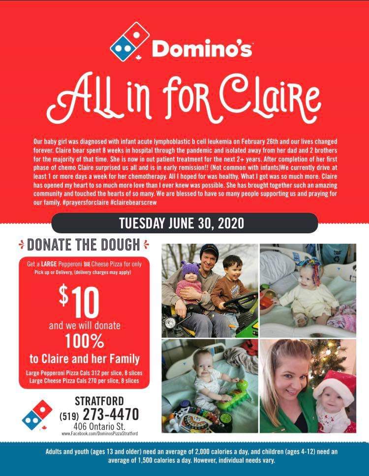 ISarahJayneI's tweet photo. .@JimFromTheRadio Hey Jim any chance you can retweet this for your Stratford and Mitchell area followers? #AllInForClaire @dominos #pizza #June30 #StratfordON #MitchellON #perthcounty https://t.co/cRKOnI8kcP
