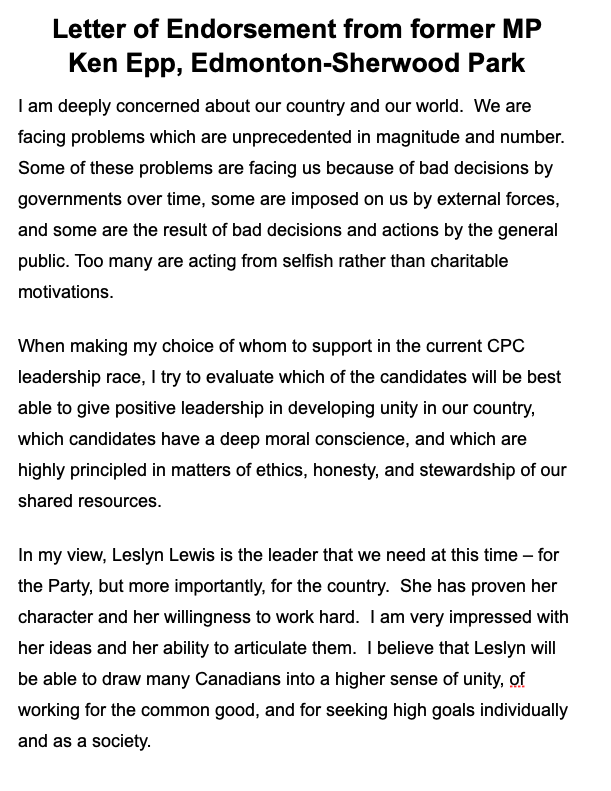 LeslynLewis's tweet photo. As a former MP with the Reform party, Canadian Alliance and our modern Conservative party, Ken knows all about speaking up for Alberta in the House of Commons. I’m excited to work with him in bringing our nation back together.
#cpcldr #cdnpoli https://t.co/uWtDjN8LU2
