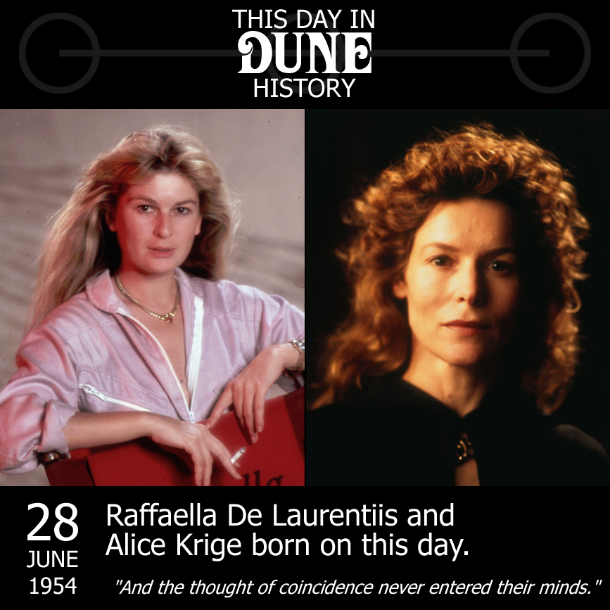 Happy Birthday to Raffaella De Laurentiis and Alice Krige, both born this day in 1954. 