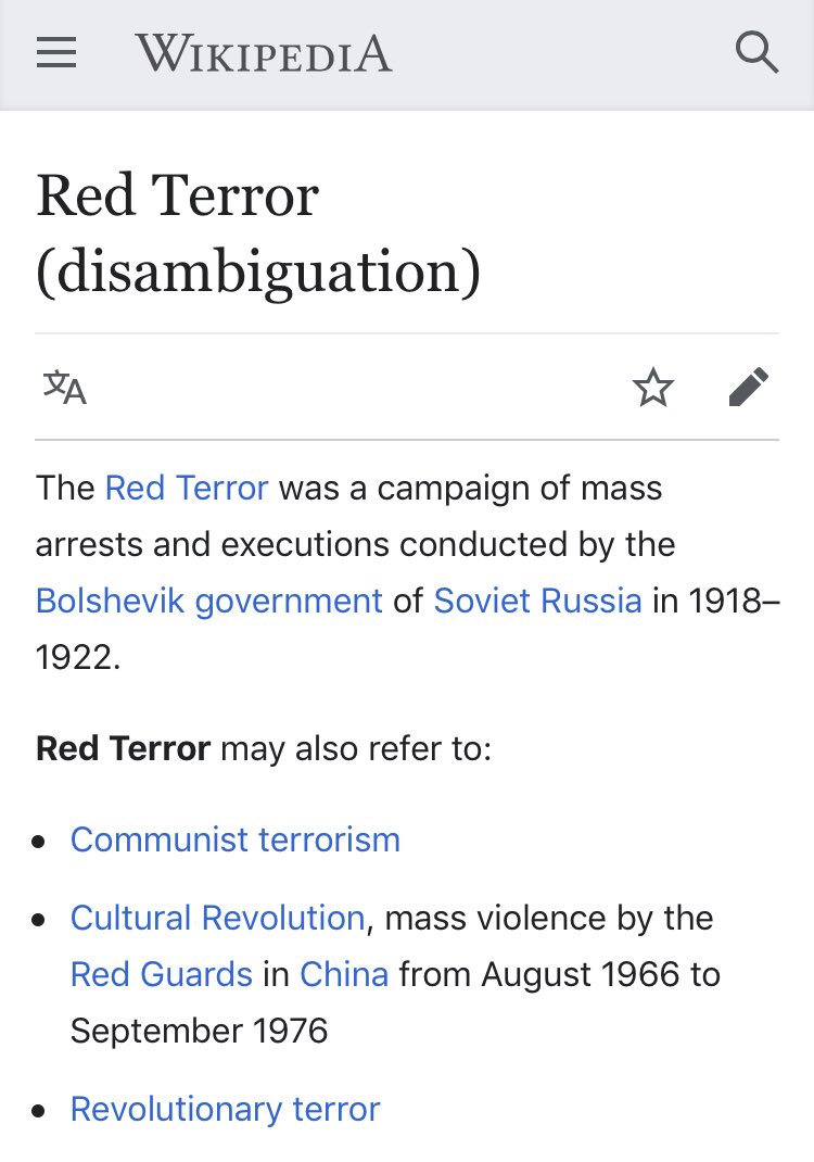 11/ “Red terror” sometimes gets confused with the 1950s “Red Scare” in the US.I can’t even highlight any part of the below; it’s all so horrible & importantThe sad thing is, there actually is no single Red Terror - Wiki has a disambiguation Page for it. Russia, Chyna...