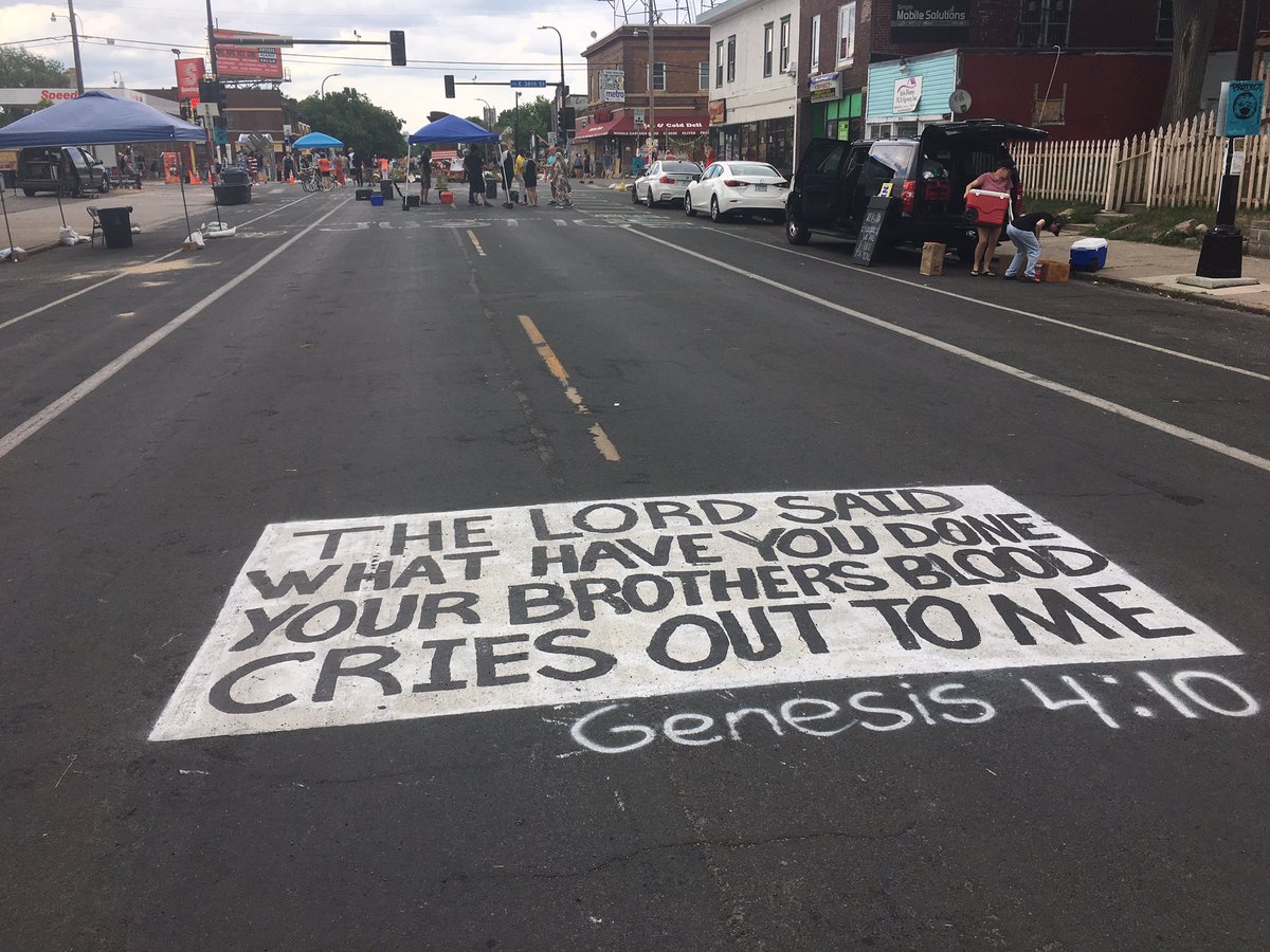 Hadn’t realized that the entire area around where George Floyd was killed has been a walled-off memorial zone for the past month