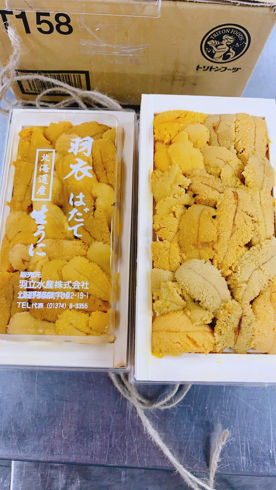 成田ヤマニ おはようございます 北海道産紫ウニ はだてブランド 70枚買えました 値段も1950円でお出し致しますm M赤ウニは高いので白に差し換えます 本当に美味しいウニですので是非お試しを O