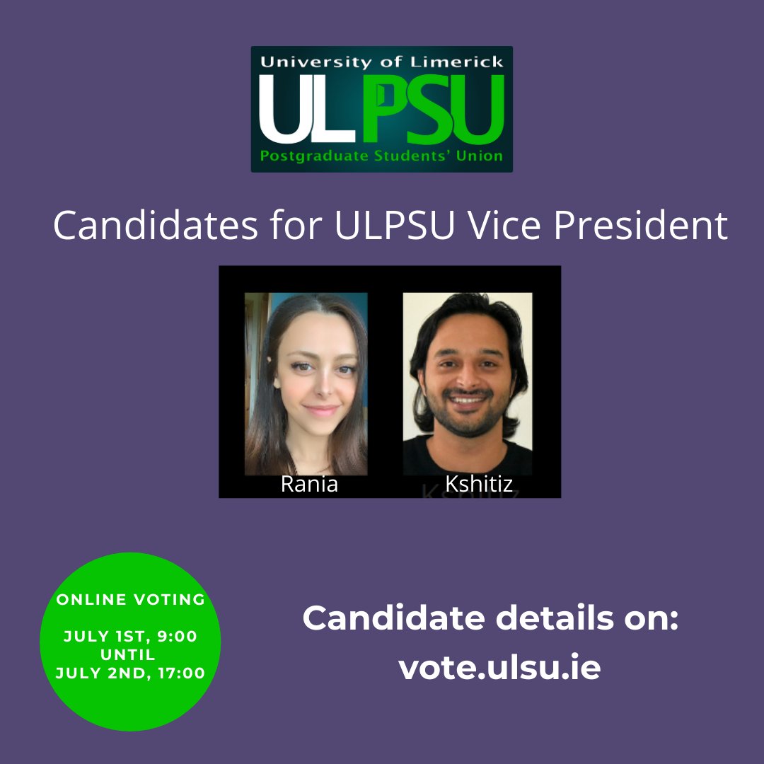 ULPSU's tweet photo. Here are our two candidates for the ULPSU Vice President. Learn what they stand for and how they will support you if elected. 

Their manifestos are on https://t.co/ge8Hu4T2aR https://t.co/r81o7gCEt7