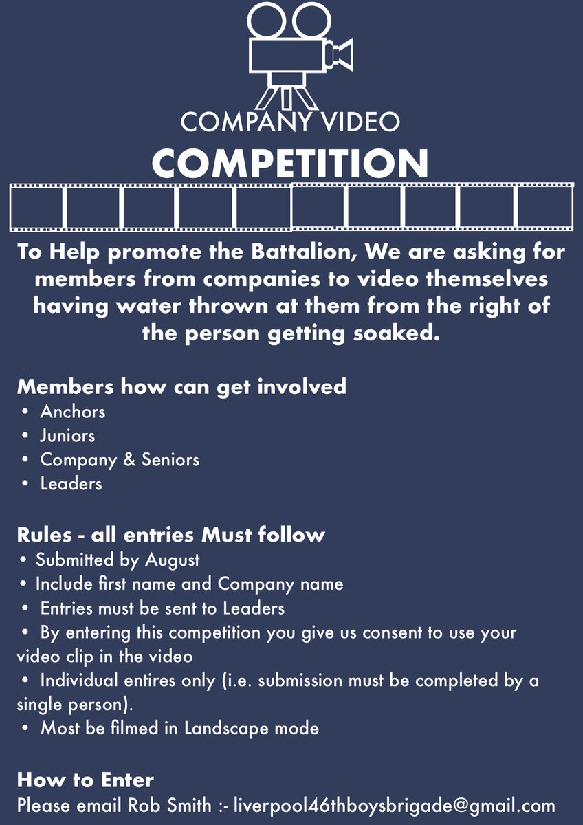 We have two Competitions for all our Companies to take part in. All Details in the posters. Any questions please get in contact.