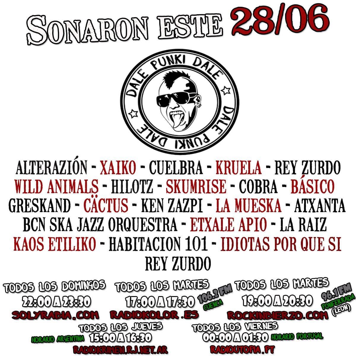 El pasado domingo sonaron todas estas bandas, os espero el próximo a las 22:00 en <a href="/solyrabiaradio/">SOL Y RABIA Radio</a> con más música y buen rato. Si os los perdisteis, podéis volver escucharlo aquí: bit.ly/2qR785V Martes en <a href="/rockinbierzo/">@rockinbierzo</a> y <a href="/Radio_kolor/">Radio Kolor</a>, Viernes en @radioutopia!!!