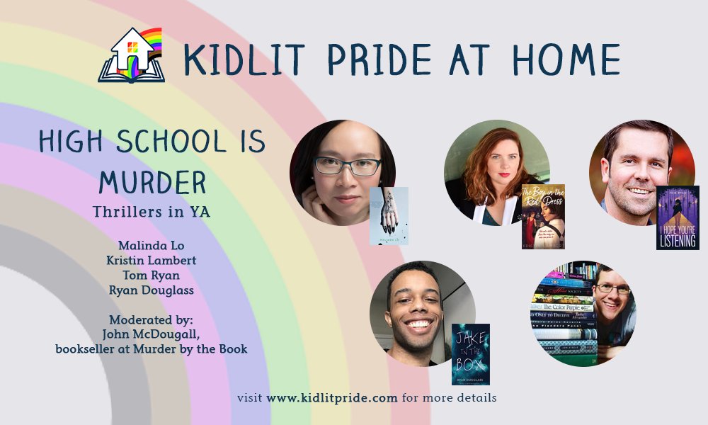 HIGH SCHOOL IS MURDER @malindalo, A LINE IN THE DARK @kristinlwrites, THE BOY IN THE RED DRESS @tomryanauthor, I HOPE YOU'RE LISTENING @ryandouglassw, JAKE IN THE BOXand with John McDougall from  @MurderByTheBook moderating!