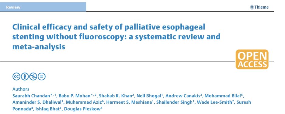 SChandanMD's tweet photo. Happy to share our work in #EIOJournal 👀 at palliative eso stenting w/o fluoro https://t.co/bRl4A0hmXc
➡️ 1778 pts. 2036 stents
✅ Tech succ = 94.7%
✅ Clin succ = 82.1%
❌ A/E = mig 4.1%, tum o/g 8.1%, perf 1.2%
🎯 Possible in “experienced” hands @ASGEendoscopy @HealioGastro https://t.co/xAE4uZLaSi