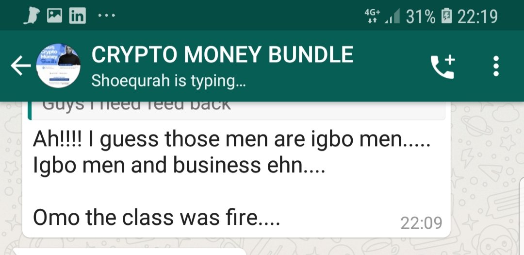 When you have access to knowlegde and a solid community your chances of success are multiplied We just finished a night class on how to start Bitcoin OTC business as munachi exposed massive value on how to he started even with little or no capital. Tonight was bomb