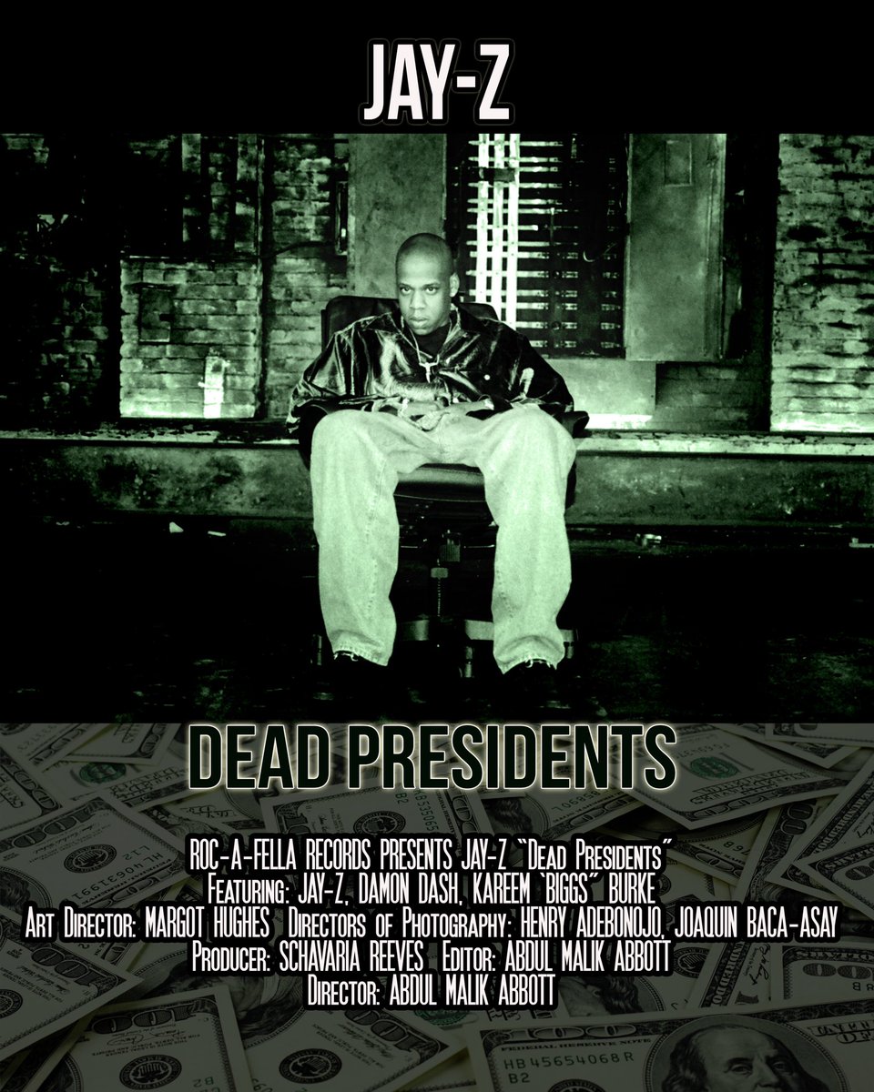 February 1996, JayZ “officially” releases “Dead Presidents”, the 1st single off Reasonable Doubt. The song gains regular airplay on MTV & BET becoming JayZ’s 1st gold single (500k copies sold) by June 96.