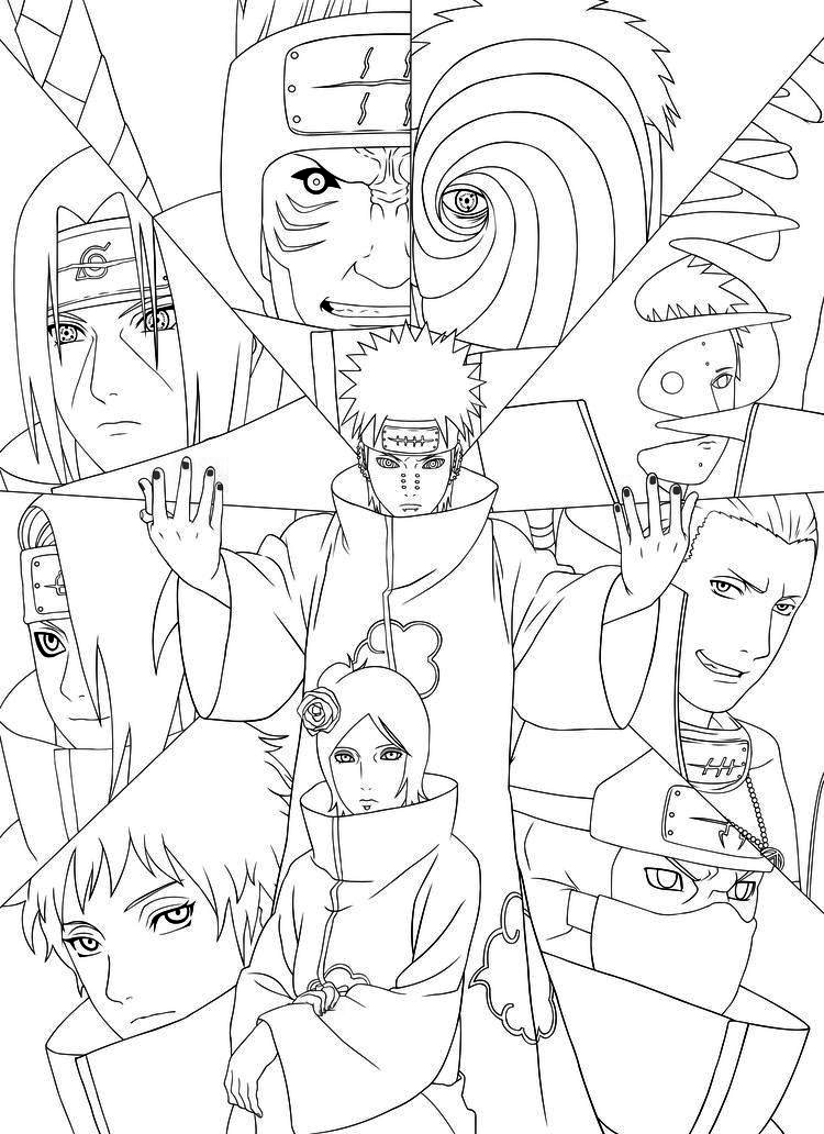 710  Naruto Coloring Pages Akatsuki  Latest Free