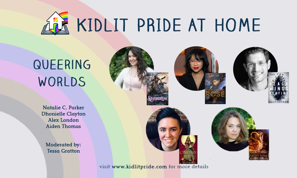 QUEERING WORLDSWorldbuilding & writing & being queer. @nataliecparker, STORMBREAKER @brownbookworm, THE EVERLASTING ROSE @ca_london, BLACK WINGS BEATING @aidenschmaiden, CEMETERY BOYSand  @tessagratton moderating!