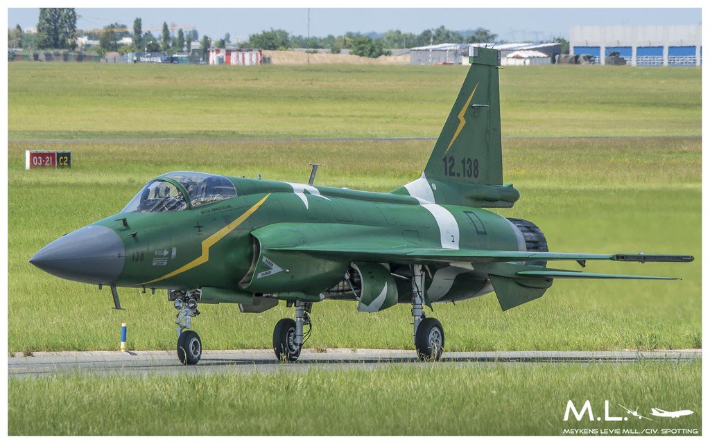Demo Thunders:I think they used to be part of active squadrons but now have separate designation as  #ThunderDemoTeam Tail nos: 09-111 & 12-138(Tail: 07-101 was with Sino-Pak flag but that could be absorbed into active squadron)JF-17s in service 122 as of now.