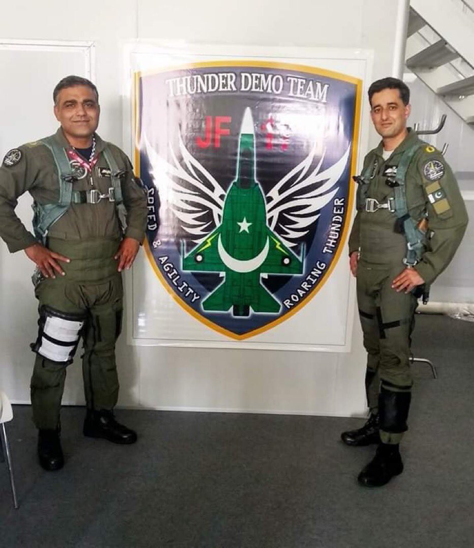 Demo Thunders:I think they used to be part of active squadrons but now have separate designation as  #ThunderDemoTeam Tail nos: 09-111 & 12-138(Tail: 07-101 was with Sino-Pak flag but that could be absorbed into active squadron)JF-17s in service 122 as of now.