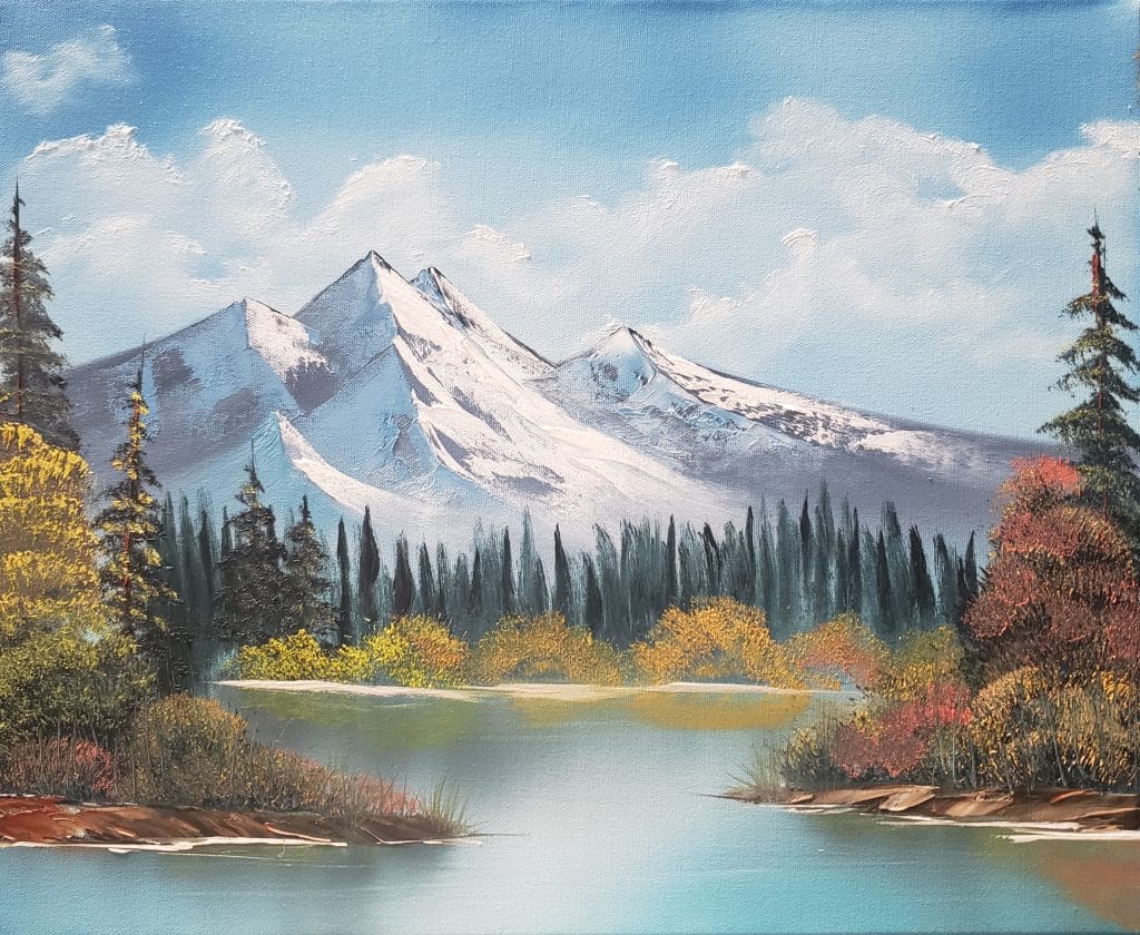 Пейзаж гуашью. Bob ross, "горная река". Картина боба росса туманные предгорья. Как нарисовать горный пейзаж. Лорен карпентер горный пейзаж.