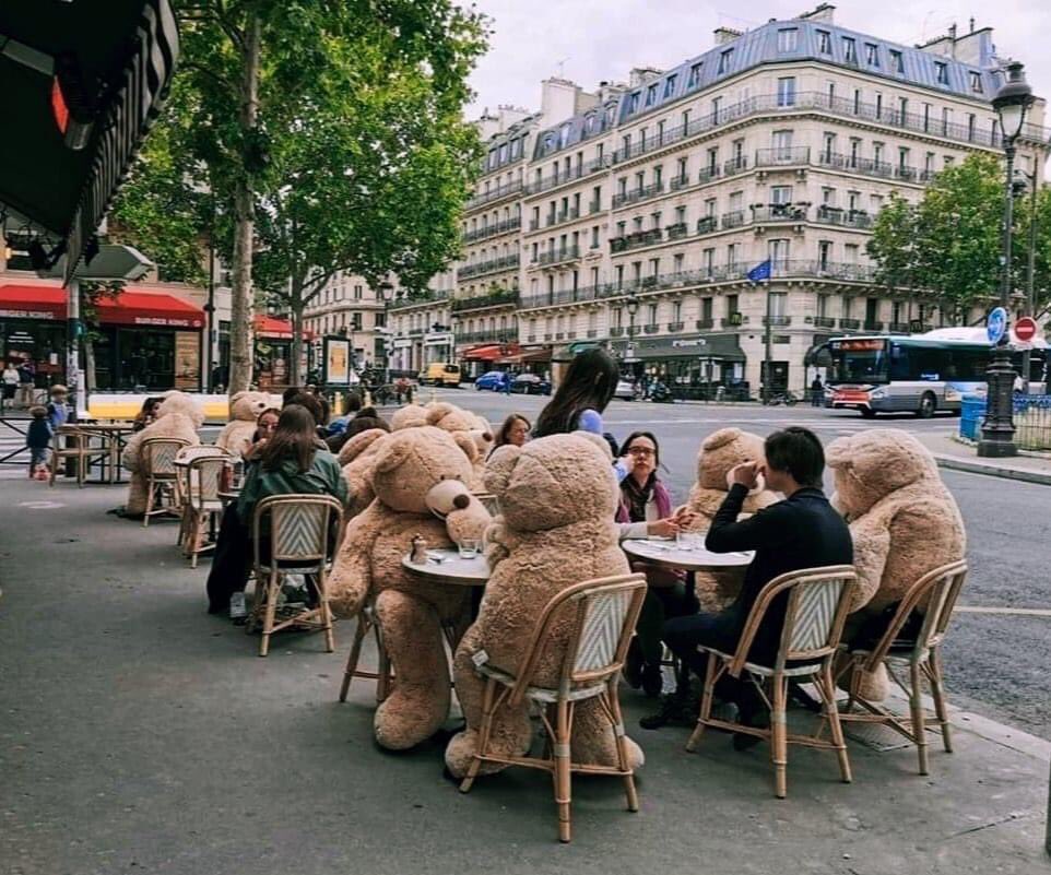 Social distancing in Paris with teddy bear's #TeddyBearPicnic 💕